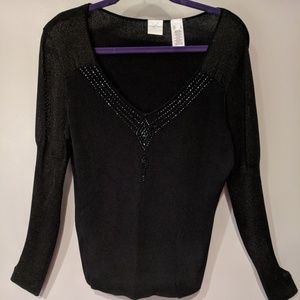 Black sweater with sparkles and jewels
